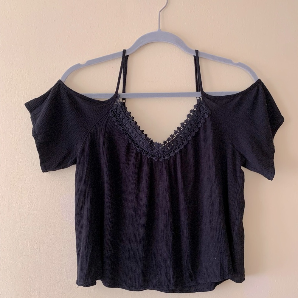 Medium black off the shoulder top.
